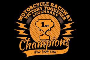 t-shirt tipografia champions moto raceway stile vintage vettore