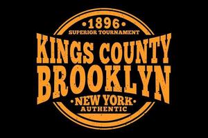 t-shirt tipografia kings county brooklyn design autentico vettore