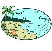 spiaggia vibrazioni palma albero onda illustrazione vettore