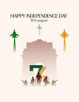 India indipendenza giorno. storia, vettore illustrazione di 15 agosto.