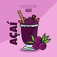 acai tazza con frutta brasiliano cibo vettore