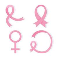 consapevolezza del cancro al seno nastro rosa forme diverse disegno vettoriale