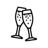 Champagne bicchieri amore linea icona vettore illustrazione