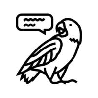 parlando pappagallo uccello linea icona vettore illustrazione