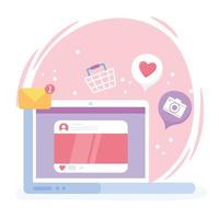 lo shopping del laptop condivide le app per i messaggi della fotocamera, il sistema di comunicazione dei social network e le tecnologie vettore