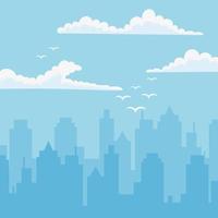 paesaggio urbano torri urbane uccelli in volo nuvole cielo sfondo vettore