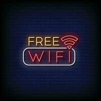 neon cartello gratuito Wi-Fi con mattone parete sfondo vettore