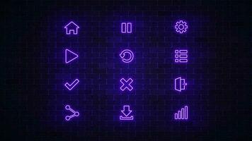 pulsanti neon icona. cartello neon impostato per app. vettore illustrazione