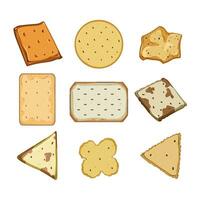 cracker biscotto impostato cartone animato vettore illustrazione