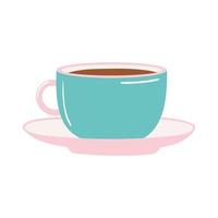 tazza di tè e caffè nel piatto icona su sfondo bianco vettore