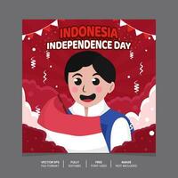 Indonesia indipendenza giorno evento sociale media modello, Indonesia indipendenza celebrazione giorno vettore