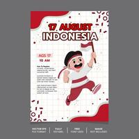 modello del manifesto dell'evento del giorno dell'indipendenza dell'indonesia, giorno di celebrazione dell'indipendenza dell'indonesia vettore