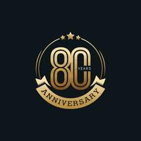 80 anni anniversario distintivo con oro stile vettore illustrazione