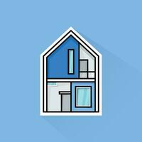 illustrazione vettore di blu moderno Casa nel piatto design
