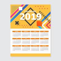 2019 Calendario stampabile vettore