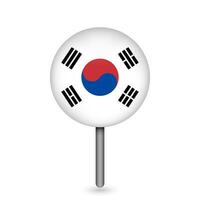 puntatore mappa con paese corea del sud. bandiera della Corea del Sud. illustrazione vettoriale. vettore