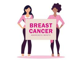 mese di sensibilizzazione sul cancro al seno con le donne vettore