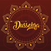 biglietto di auguri felice dussehra con scritte in oro vettore