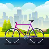 Mette in mostra la bicicletta della città su un'illustrazione di vettore della strada del parco