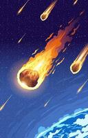 meteoriti che entrano nell'atmosfera terrestre vettore