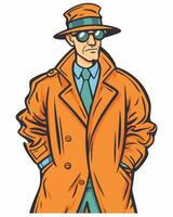 misterioso uomo nel trincea cappotto vettore