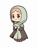 cartone animato musulmano ragazza nel hijab vettore