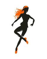 un' silhouette di un' donna nel un' vestito e alto tacchi vettore