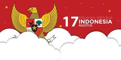 bandiera della nuvola di garuda del giorno dell'indipendenza dell'indonesia vettore
