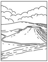 mauna kea un vulcano dormiente situato nel parco nazionale dei vulcani delle hawaii sull'isola di hawaii stati uniti mono line o monoline in bianco e nero line art vettore