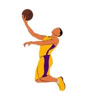 giocatore di basket astratto con palla su sfondo bianco. illustrazione vettoriale. vettore