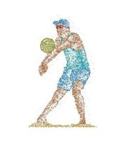 palla di battitore astratto giocatore di pallavolo di cerchi multicolori. illustrazione vettoriale. vettore