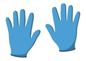 guanti protettivi blu. guanti medicali in lattice come simbolo di protezione contro virus e batteri. icona di precauzione. concetto di assistenza sanitaria. vettore
