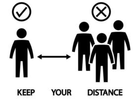 icona del distanziamento sociale. mantenere la distanza di 2 metri o 6 piedi. evitare la folla. distanza di sicurezza. protezione contro l'epidemia di coronavirus. vettore