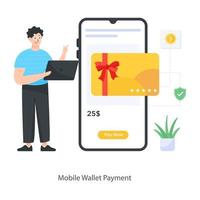 pagamento con portafoglio mobile vettore