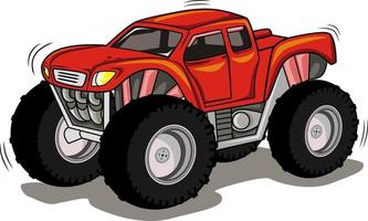monster truck vettore cartone animato veicolo o auto e illustrazione di trasporto spettacolo estremo