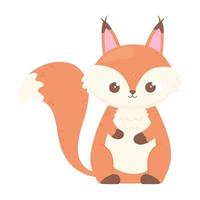 simpatico scoiattolo cartone animato animale icona sfondo bianco vettore