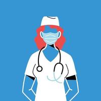 infermiera con maschera e disegno vettoriale uniforme