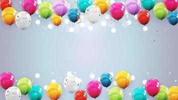 gruppo di sfondo di palloncini di colore lucido elio. set di palloncini per compleanni, anniversari, decorazioni per feste. illustrazione vettoriale
