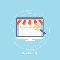 Lo shopping online, e-commerce, acquista online, design piatto illustrazione vettoriale di negozio di internet