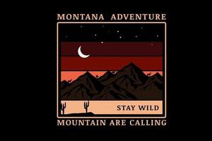 Montana Adventure Mountain sta chiamando il colore marrone rosso e crema vettore