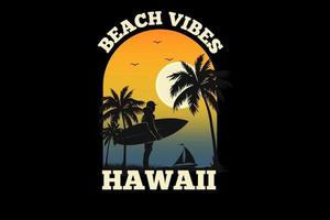 vibrazioni da spiaggia hawaii silhouette design vettore