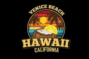 venice beach hawaii california silhouette design