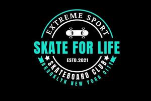 sport estremo skate for life skateboard club colore bianco e tosca vettore