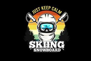 sci snowboard silhouette design con sfondo retrò vettore