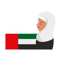 profilo di donna islamica con la tradizionale bandiera burqa e arabia vettore