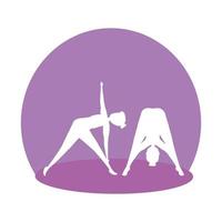 silhouette di una coppia di ragazze che pratica pilates vettore