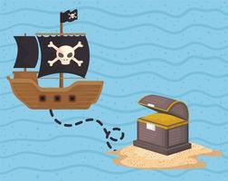 percorso dei pirati del tesoro vettore