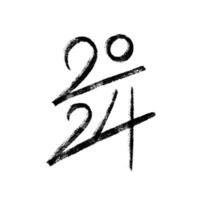 2024 vettore mano disegnato inchiostro design per contento nuovo anno manifesto. minimalista verticale composizione orientale stile grafico 2024 numeri. opuscolo design modello, carta, striscione.