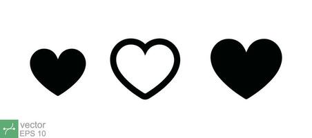 impostato di cuore icona. semplice schema, piatto, solido stile. nero cuore silhouette, minimo linea ictus cuore simbolo, medico, Salute concetto. vettore illustrazione isolato su bianca sfondo. eps 10.