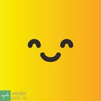 Sorridi icona modello design. sorridente emoticon vettore logo su giallo sfondo. viso linea arte stile. divertente scarabocchio disegno, divertimento simbolo, umorismo, gioia concetto. eps 10.